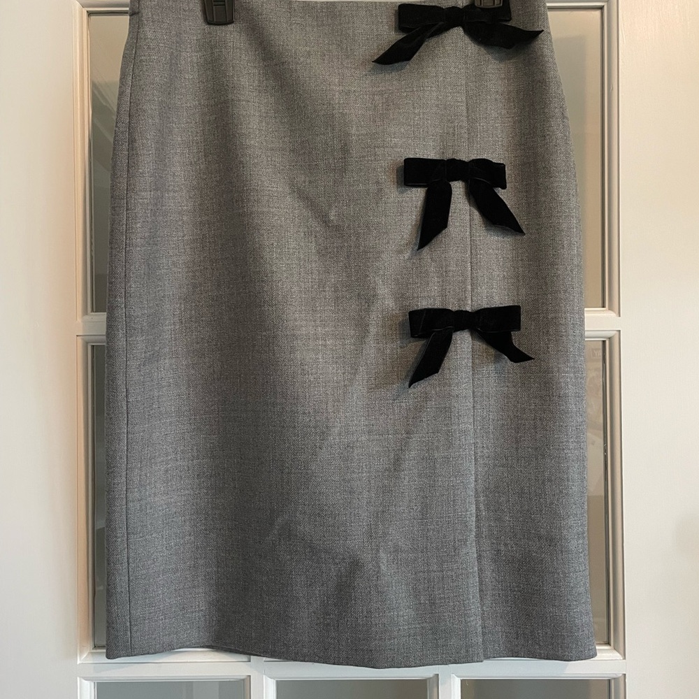 J. Crew bow seam pencil skirt in double serge wool graphite grey